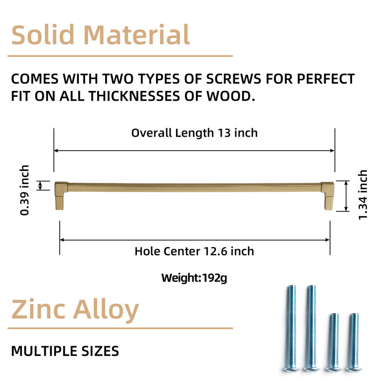 Solid Zinc Alloy Appliance Pull Multipack, 12.6, Champagne Bronze
