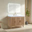 Meuble-lavabo de salle de bain autoportant 48 po entièrement assemblé avec plateau en bois massif et plateau blanc entièrement assemblé