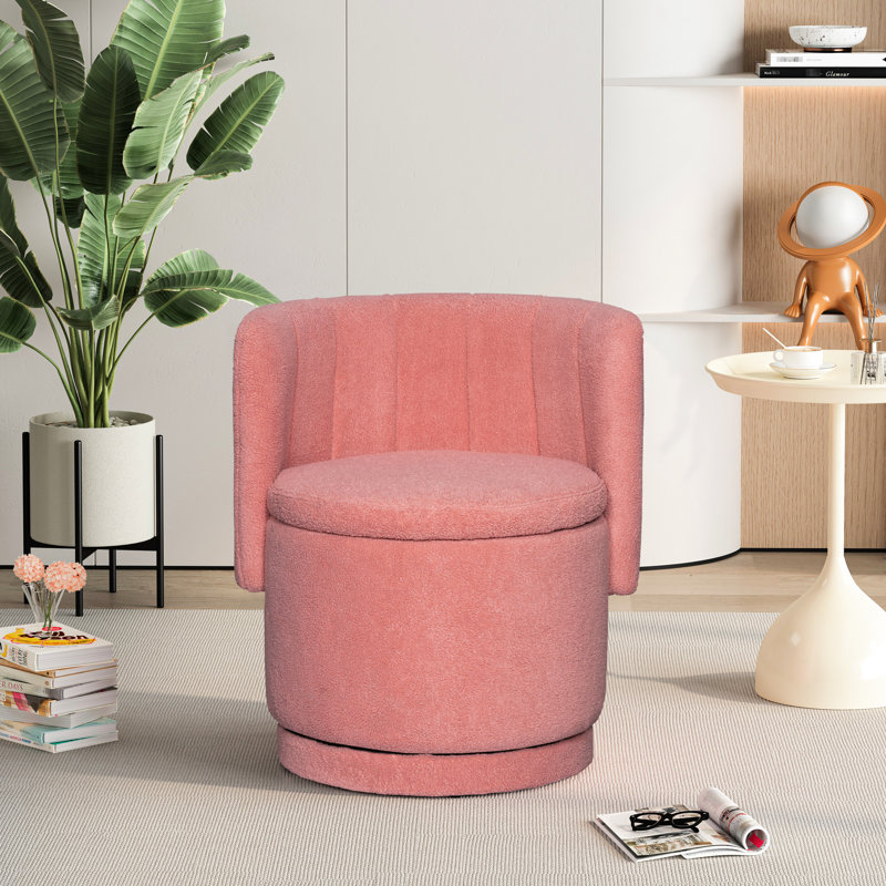 Chaise pivotante à dossier rose - Espace de rangement spacieux à 360 degrés pour offrir confort à la chambre à coucher et au salon