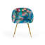 Chaise de salle à manger en velours bleu, vert et or