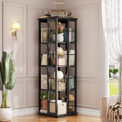 Bibliothèque pivotante à 360 °, étagère de rangement et de présentation pivotante pour le bureau à domicile et le salon