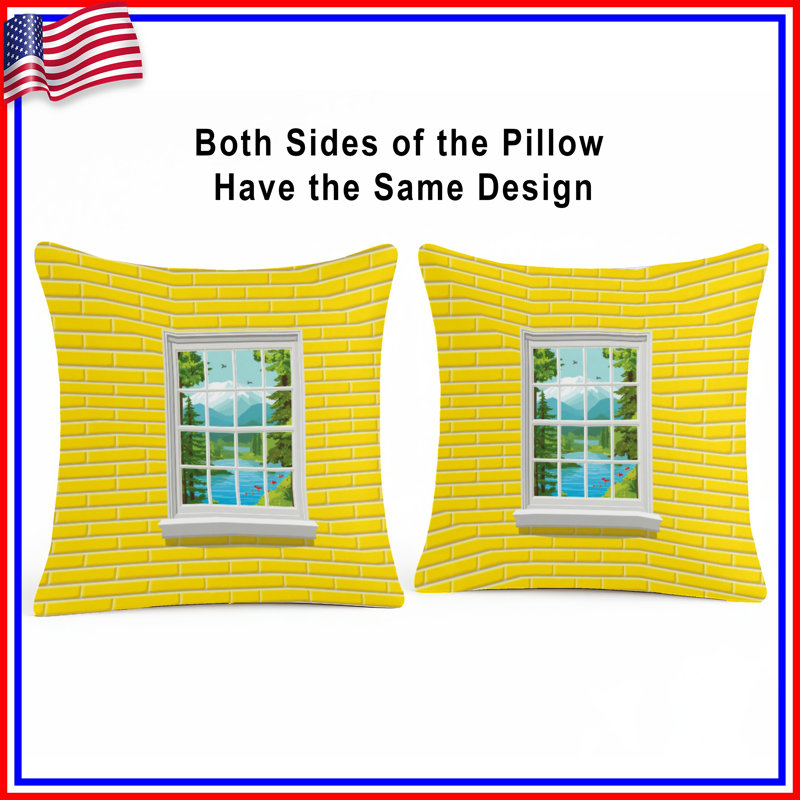 Coussins décoratifs à double face en brique jaune, 16 x 16 pouces