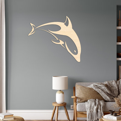 Décoration murale en forme de dauphin - ACM blanc (21 po x 24 po)