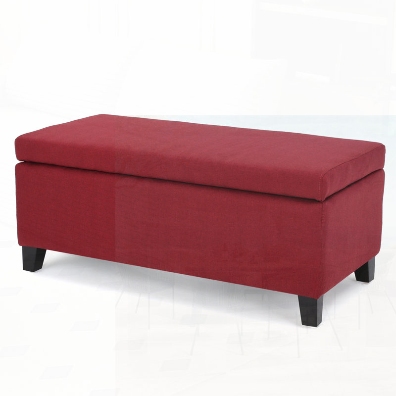 Ingerson 39" Wide Rectangle Ottoman with Storage, Deep Red Polyester Blend