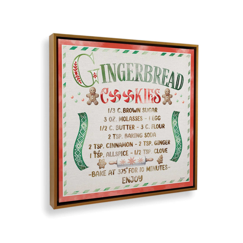 «Gingerbread Cookies» par Nicole DeCamp, reproduction d'art, L 36 x H 36, Doré, Toile avec cadre