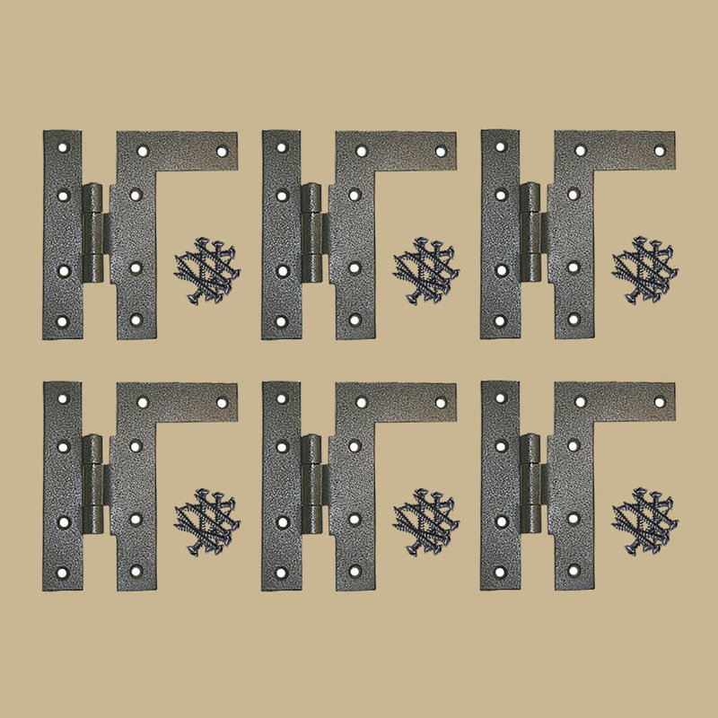 Black Wrought Iron Kitchen Cabinet Hinges, Pack of 6
