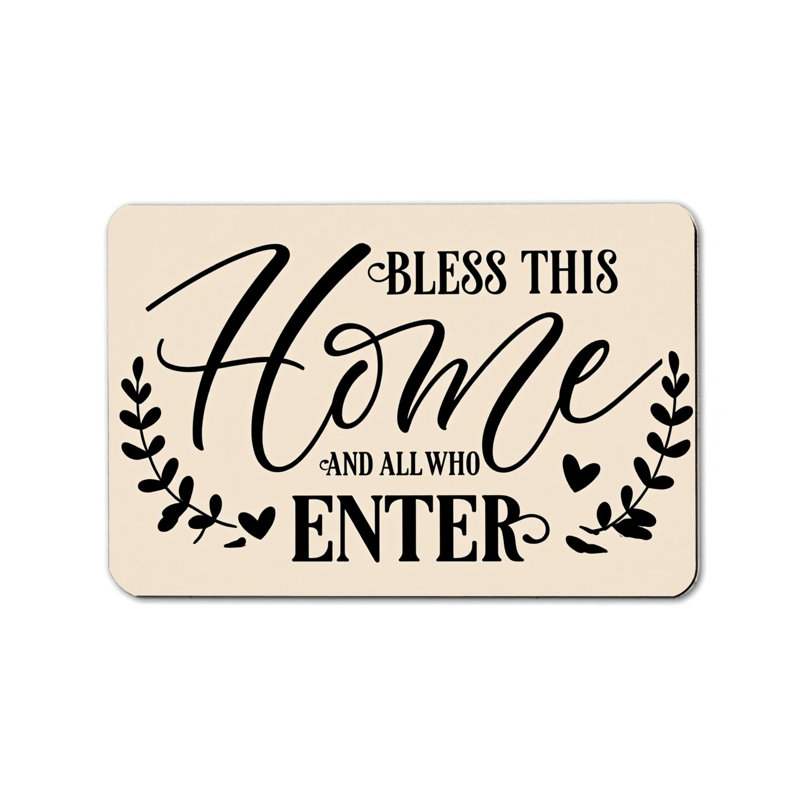 Tapis d'entrée pour toute la famille Beige Bless This Home Leaf Heart Wreath 24 po x 36 po