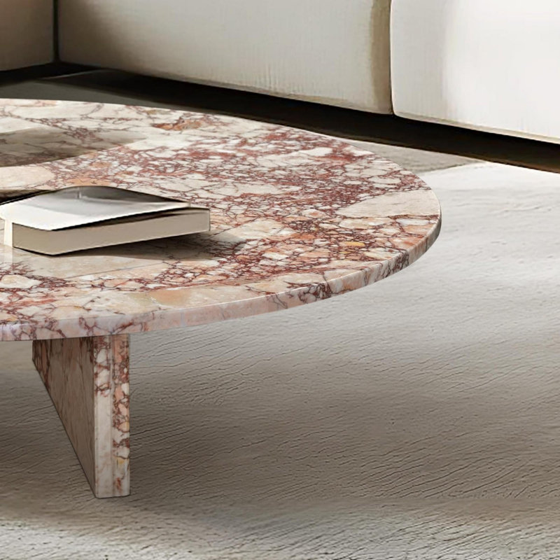 Modern Luxury Coffee Table ,Living Room Table, 9.8" H x 35.4" L x 35.4" W, Pink