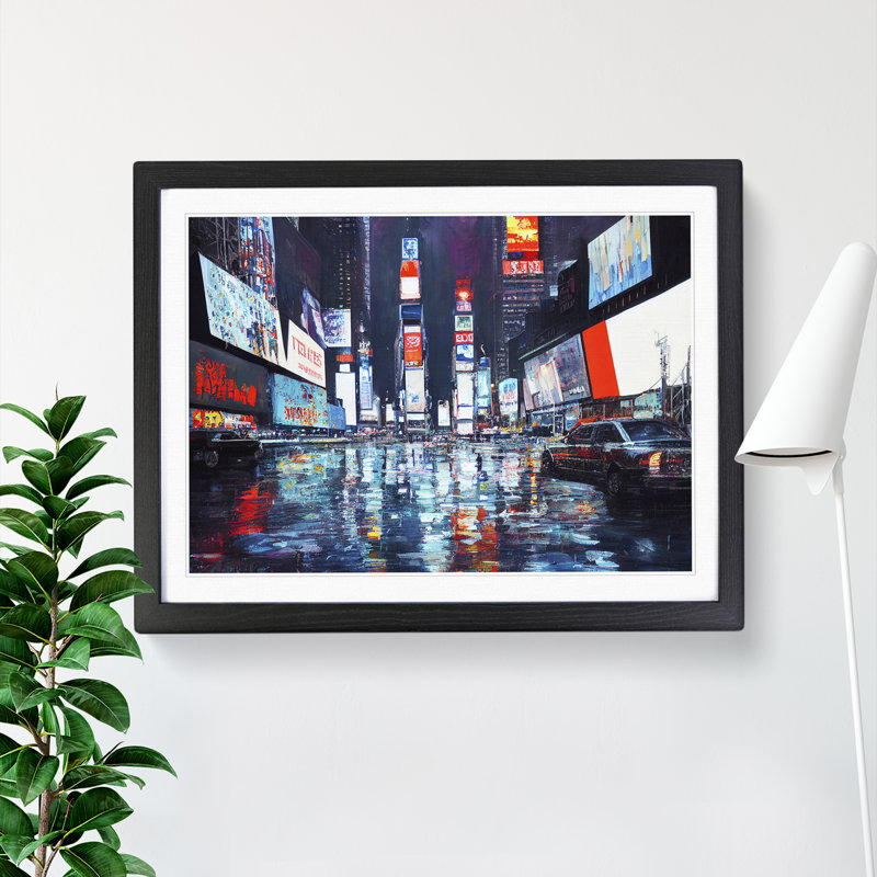 Times Square Art Painting Vol.1 - Single Picture Frame Painting, 46cm H x 64cm W x 2cm D, Black