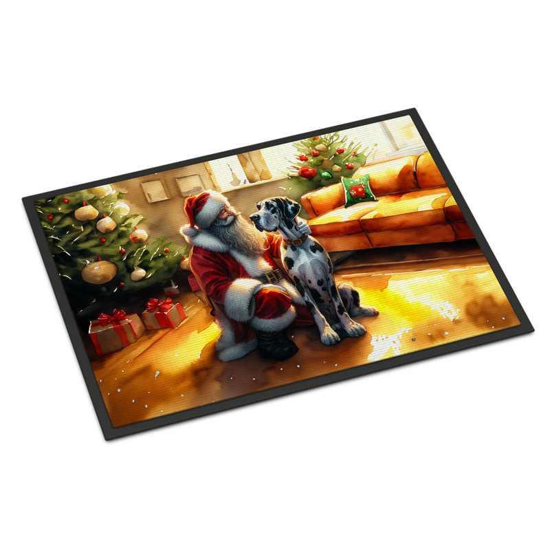 Paillasson Great Dane and Santa Claus, L 24 po x L 36 po
