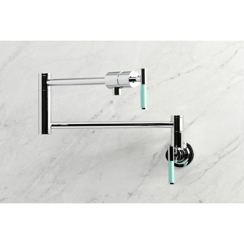 Kingston Brass Kaiser Two-Handle 1-Hole Wall Mount Pot Filler Faucet, Polished Chrome