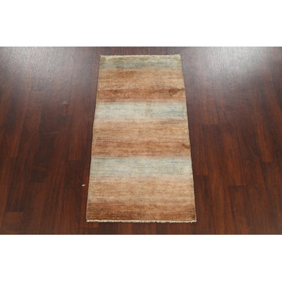 Tapis beige noué à la main de conception unique 2 pi 5 po x 4 pi 8 po