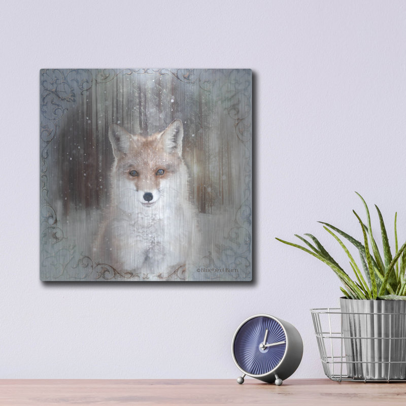 Art mural en métal Millwood Pines «Enchanted Winter Fox» par Bluebird Barn, H 12 po x l 12 po