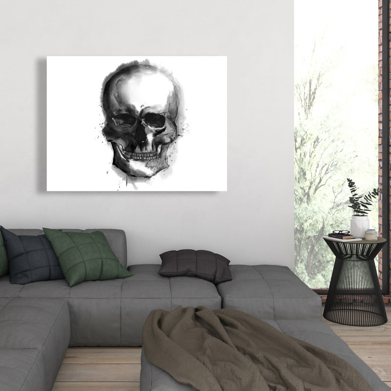 Toile crâne aquarelle foncé | Décoration de chambre unique