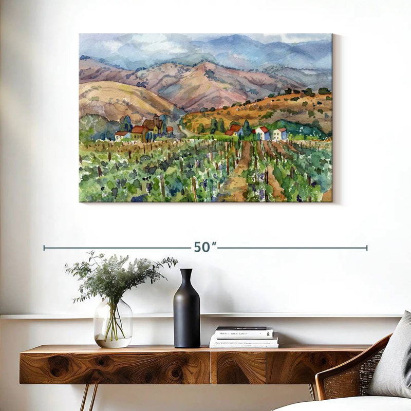 Paysage avec vignoble Alvord, H 26 po x l 39 po