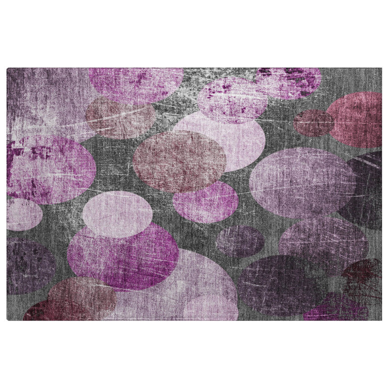 Premium Machine Washable Dream Shag ADS556 Geometric Rug, 1'8" x 2'6", Garnet
