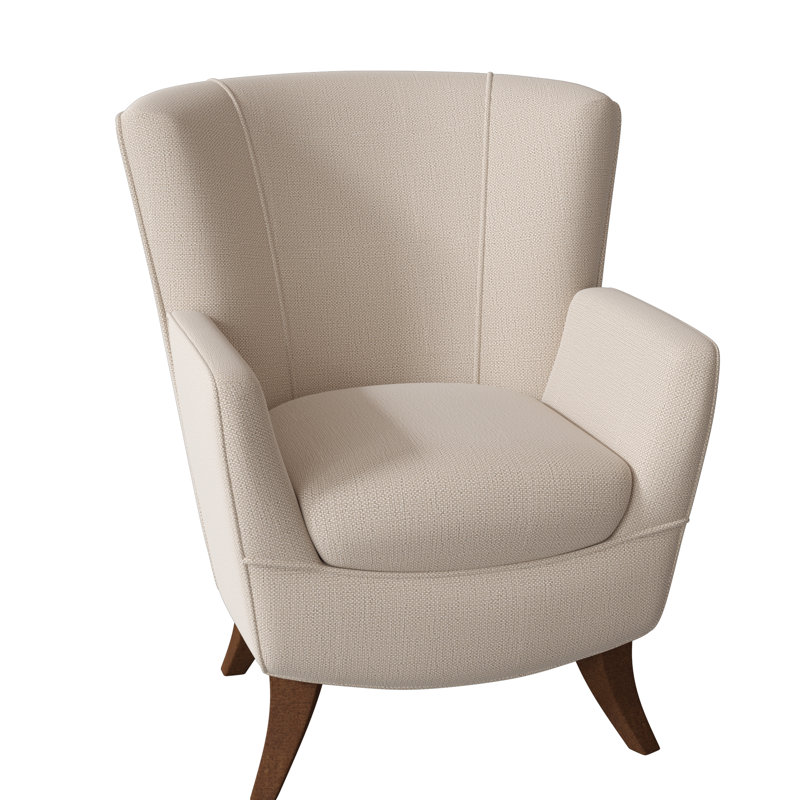 Fauteuil capitonné de 29,25 po de largeur Bethany, Tissu performance beige défense, Noyer foncé