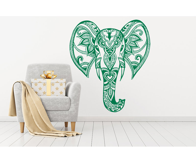 Décalcomanie murale éléphant mehndi Yatton, Vert