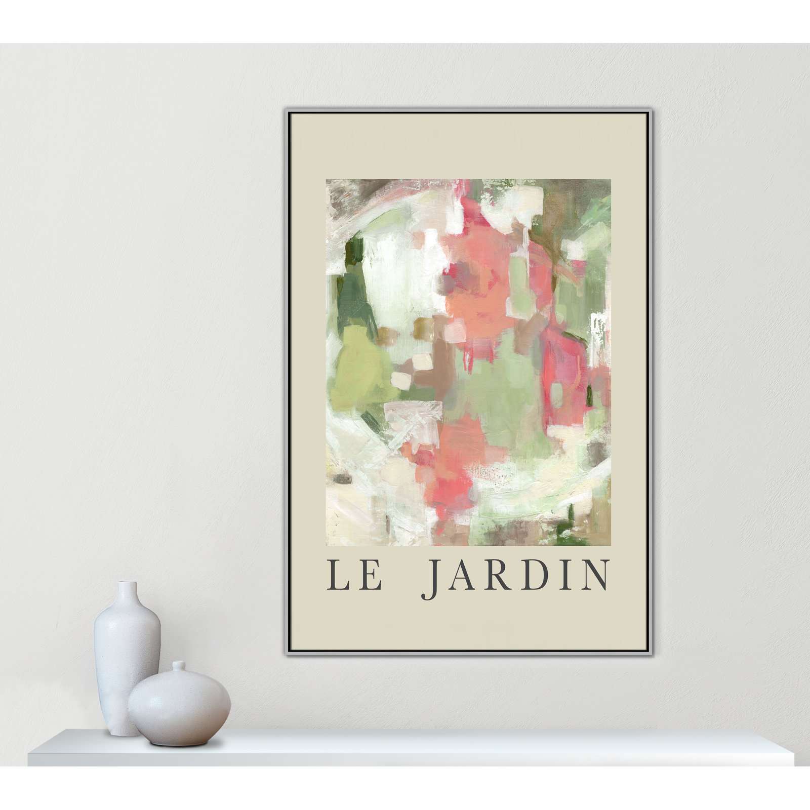 Riya "Le Jardin" Print by Carol Robinson, Silver Floater Frame, No, 61.5" H x 41.5" W x 2" D