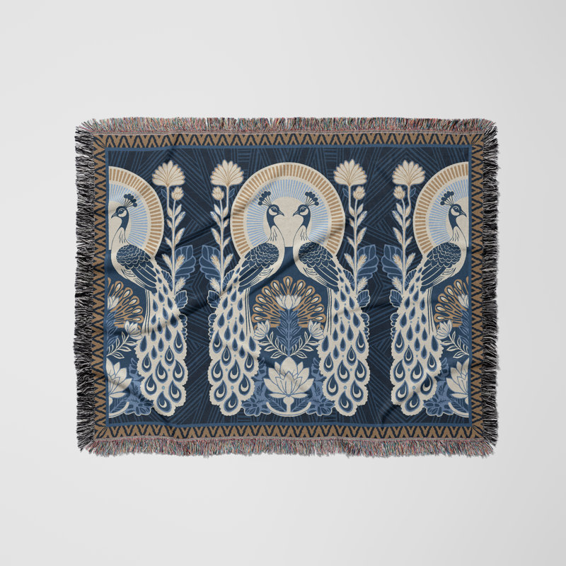 Jeté en mélange de coton Piya Peacock, Bleu, L 80 po x l 60 po