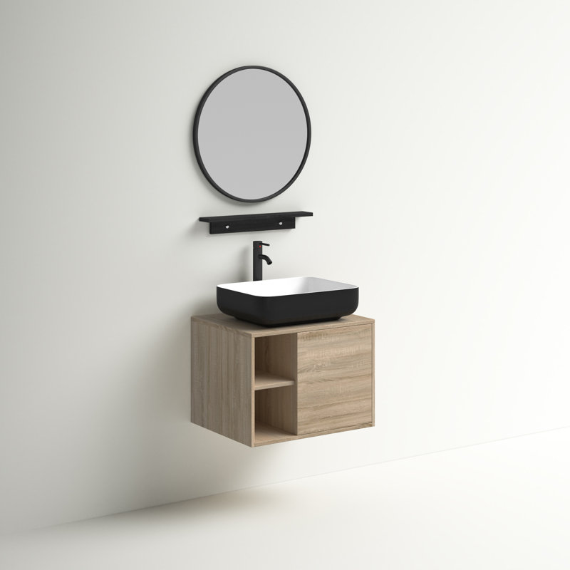 Bucharest 24'' Single Bathroom Vanity with Plastic Top, Black/White