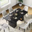 Table de salle à manger rectangulaire de 180 cm avec tablette de rangement, grande table de cuisine pour 4 à 8 personnes, pieds renforcés, noire-959381132
