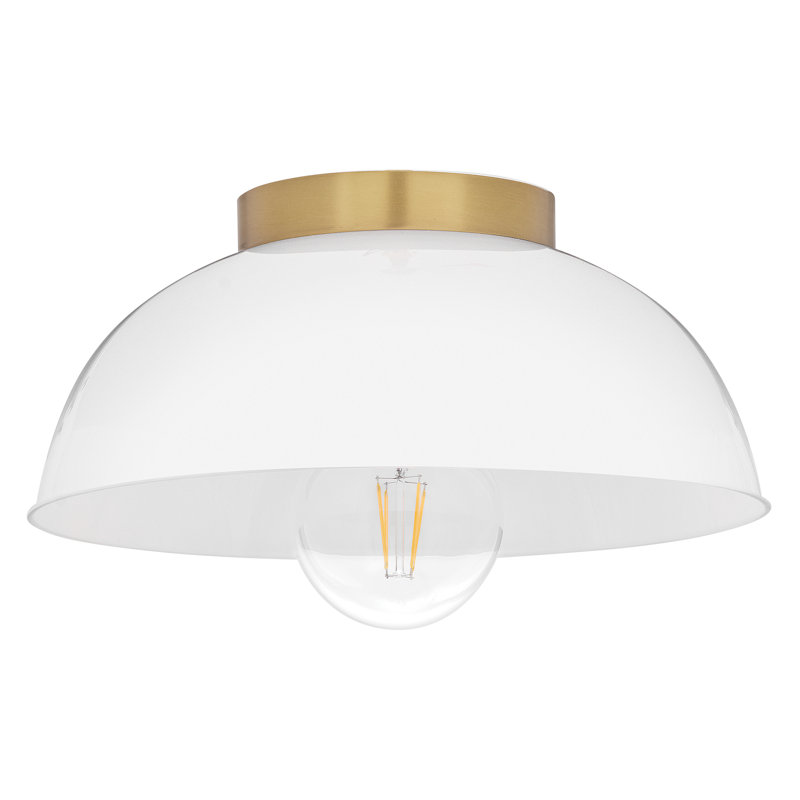 Stu Small Flush Mount Ceiling Light w/ Cased Opal Glass Shade, Gold