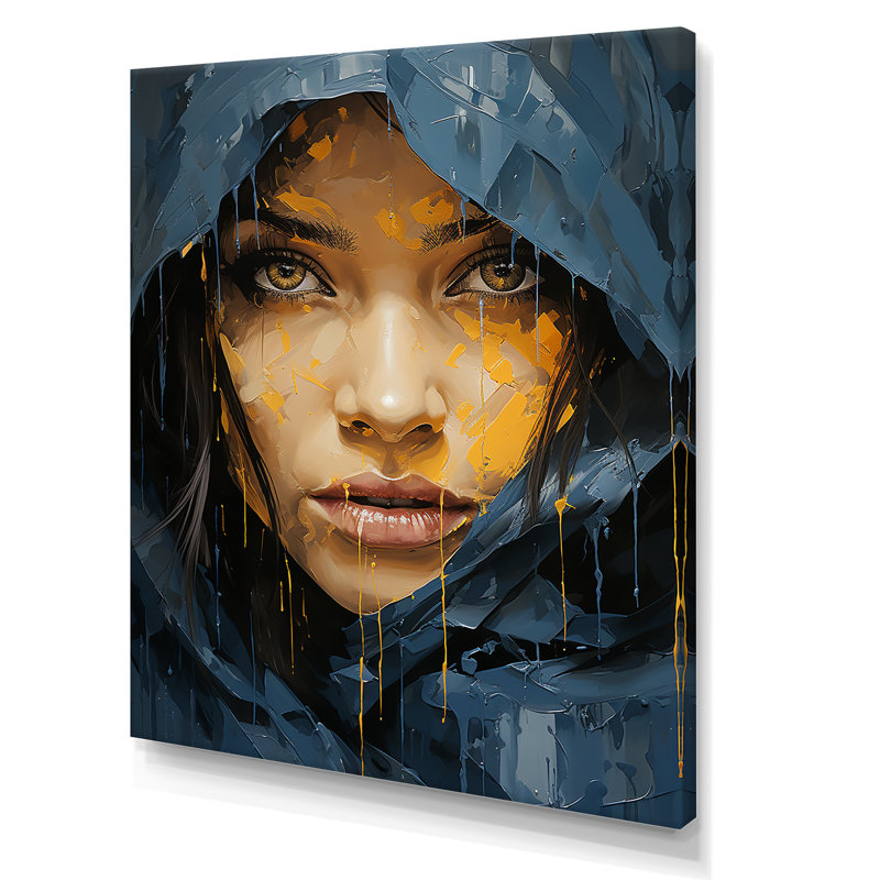 «Blue Indigo Iman Portrait», reproduction d'art sur toile_105777, H 20 po x l 12 po x P 1 po, Toile tendue