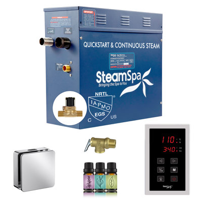 Oasis Series 9KW Steam Bath Generator With Continuous Steam Plus Easy Touch Pad And Auto Drain