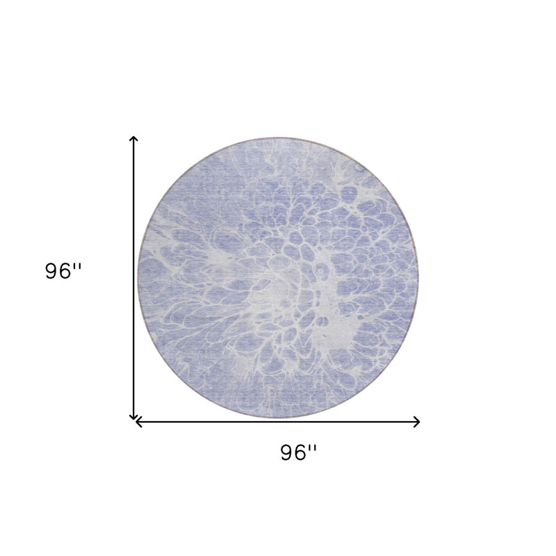 Tapis intérieur lavable rond 8 po ivoire et lilas à motif abstrait lavande