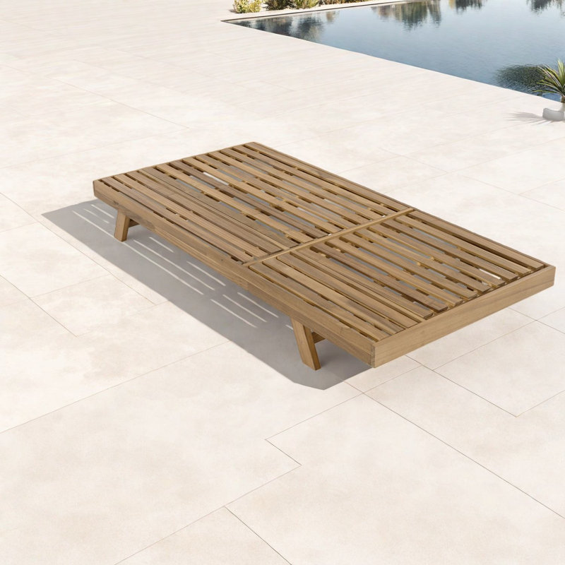 Méridiennes rustiques réglables en bois d'acacia brun clair pour le jardin et la piscine