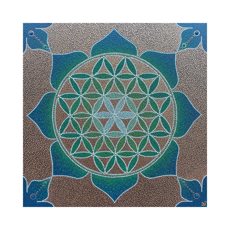 Flower of Life Mandala 1 Piece Wrapped Canvas Wall Art, 30.48 cm H x 30.48 cm W