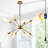 26.3" Dimmable Plug In Chandelier, Modern Sputnik Chandeliers Brushed Gold 8-lights Plug In Pendant Light, Mid Century Hanging Ceiling Lighting Fixture For Dining Room Bedroom Kitchen Entryway