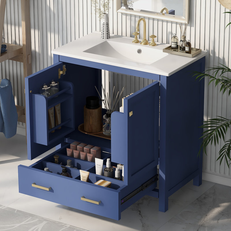 Ensemble de meuble-lavabo simple 30 po Danaijah, Bleu