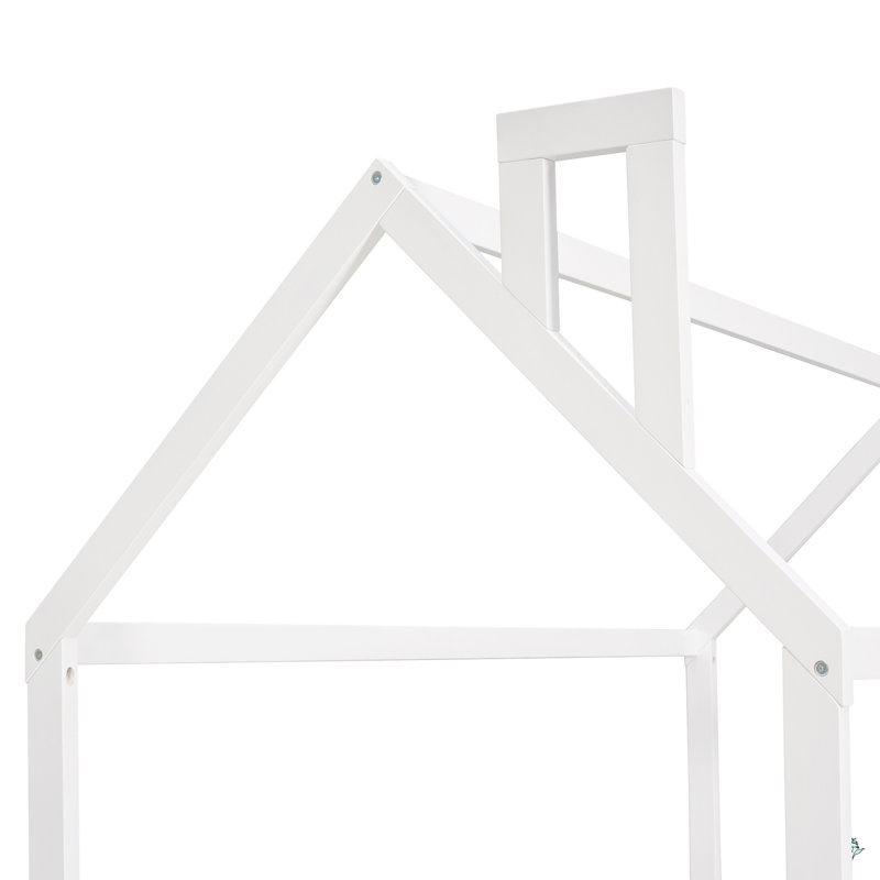 Structure de lit simple en bois avec clôture, Blanc
