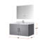 Meuble-lavabo gris foncé de 91 cm (36 po) avec comptoir et robinet en quartz blanc, miroir à DEL – Surface teintée durable et résistante aux taches