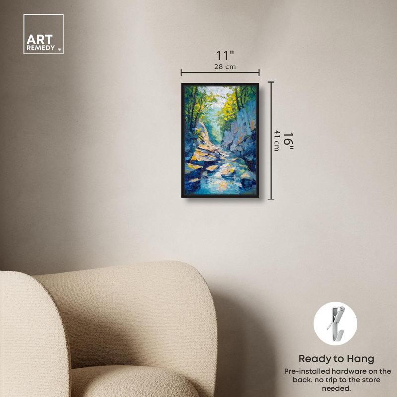 «Run Wild Gorge Canvas Monet Coastal» par Art Remedy, H 16 po x l 11 po, Cadre flottant noir