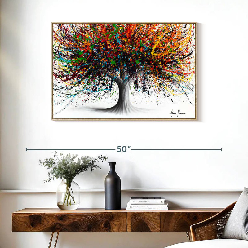 Arbre Festival, Cadre flottant en bois naturel, 37 po x 25 po