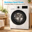 Machine à laver à chargement frontal de 2,5 pieds cubes, laveuse à linge complètement automatique avec 9 cycles de lavage, tambour en acier inoxydable, contrôle DEL, pour appartements, blanc-138766999