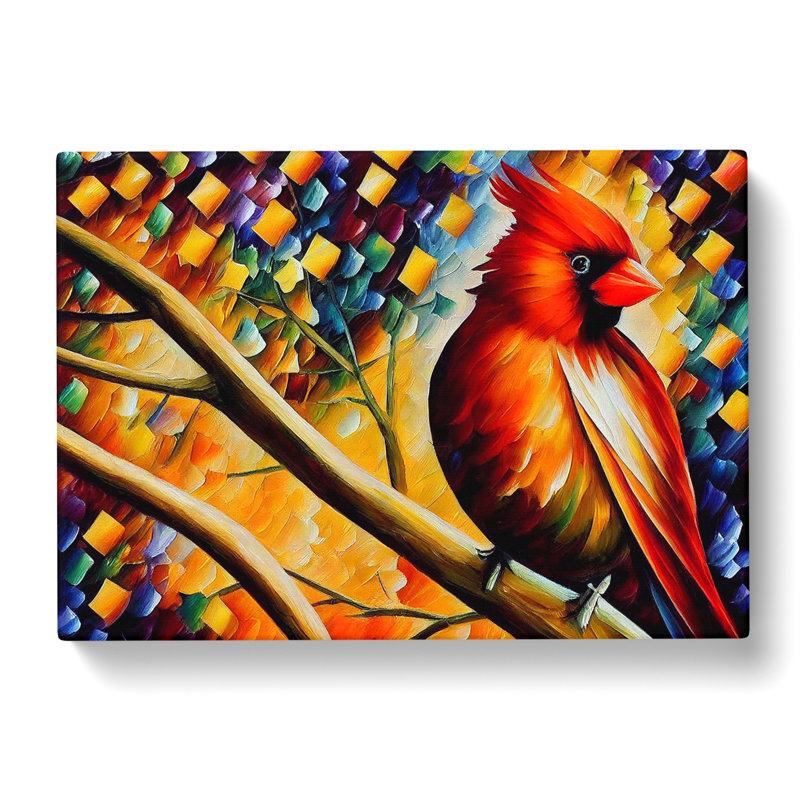 Cardinal Bird Painting Vol.4 - Wrapped Canvas, 50cm H x 76cm W x 3cm D