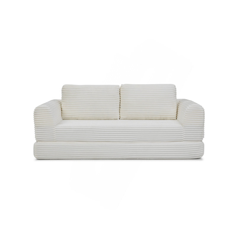 2-In-1 Folding Convertible Sofa Bed, Modern Corduroy Sleeper Couch With 2*Pillows, Futon Modular Upholstered Boneless Sofa With Pull-Out Bed,Folding Floor Modular Couch For Living Room