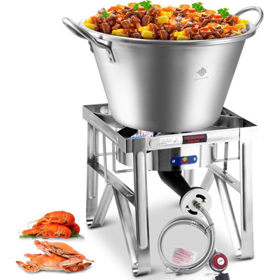 Arc Stainless Steel Mexican Cazo Para Carnitas With 200,000 Btu Propane Stove, For Carnitas, Braising, Seafood Boiling, Inoxidable Wok Comal Fry,for Outdoor Cooking (69qt)