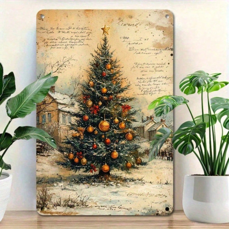 Plaque de Noël rétro en métal