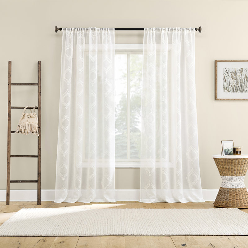 Panneau de rideau transparent avec passe-tringle Ravenna, Blanc, L 50 po x L 84 po