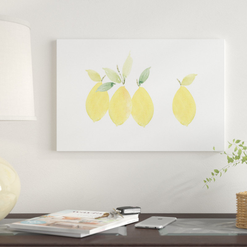 « citrons » par melissa selmin, reproduction d’impression sur toile tendue, H 24 po x l 32 po x P 1 po, Blanc