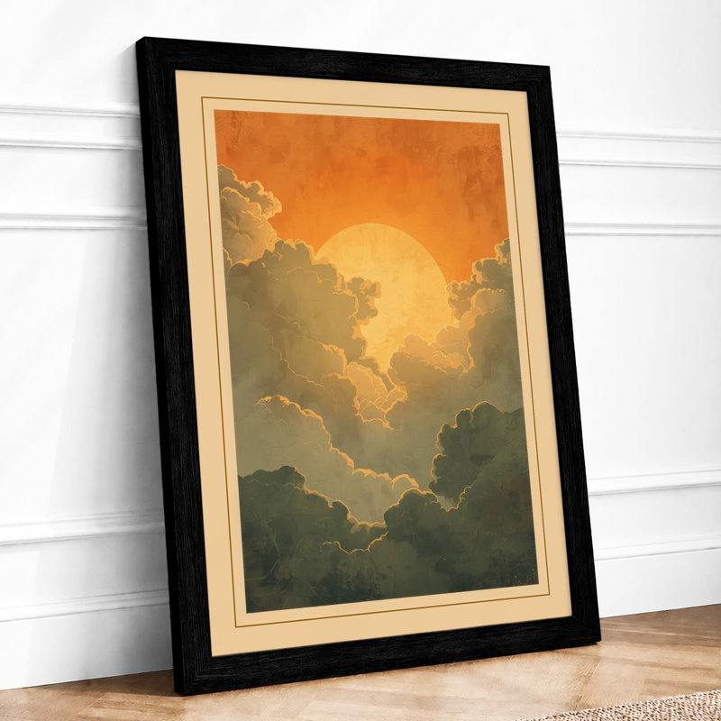 Sun Through Clouds Modern - Print, A1 - 84.1 x 59.4 cm, Black
