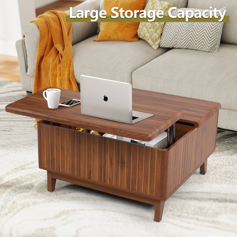 Walnut Lift-Top Coffee Table with Hidden Storage