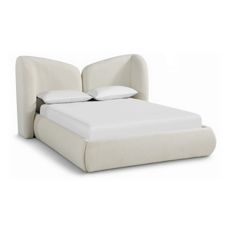 Elowen Chenille Fabric Upholstered Bed, Cream Chenille Fabric, King