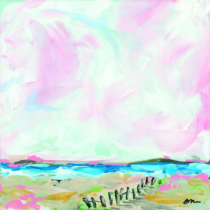 «Beach Days» par Jessica Mingo - impression, L 12 po x H 12 po, Non, Toile encadrée noire