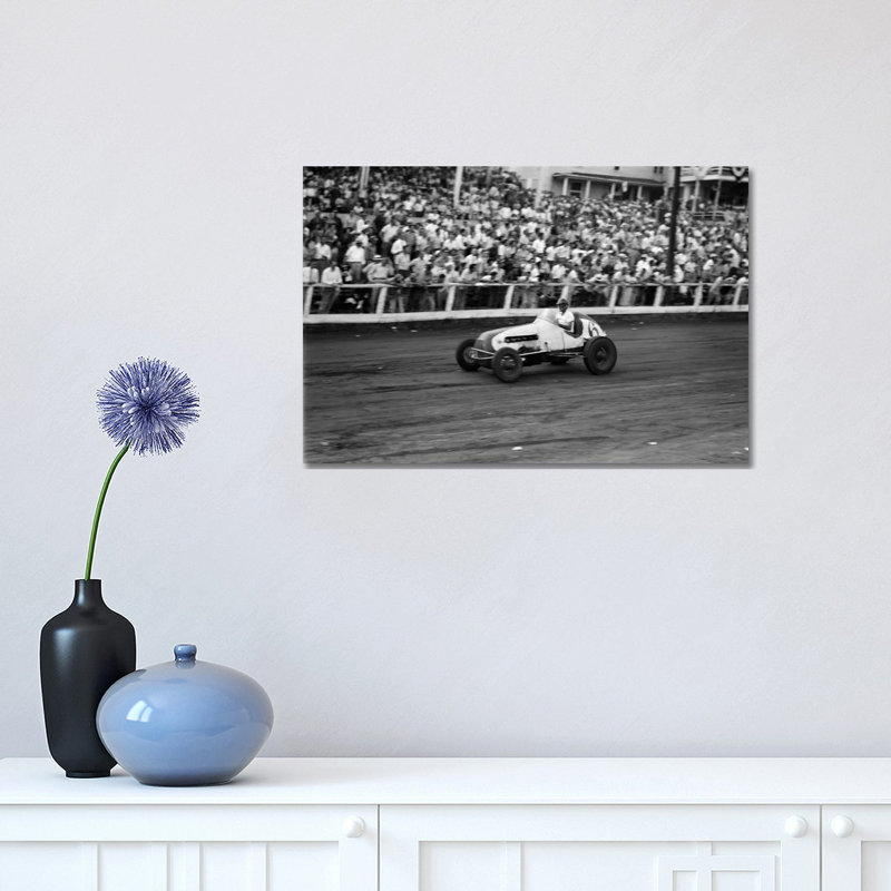 1930s-1940s Race Car Track and Crowd 1 Piece Wrapped Canvas Wall Art, 30.48 cm H x 45.72 cm W